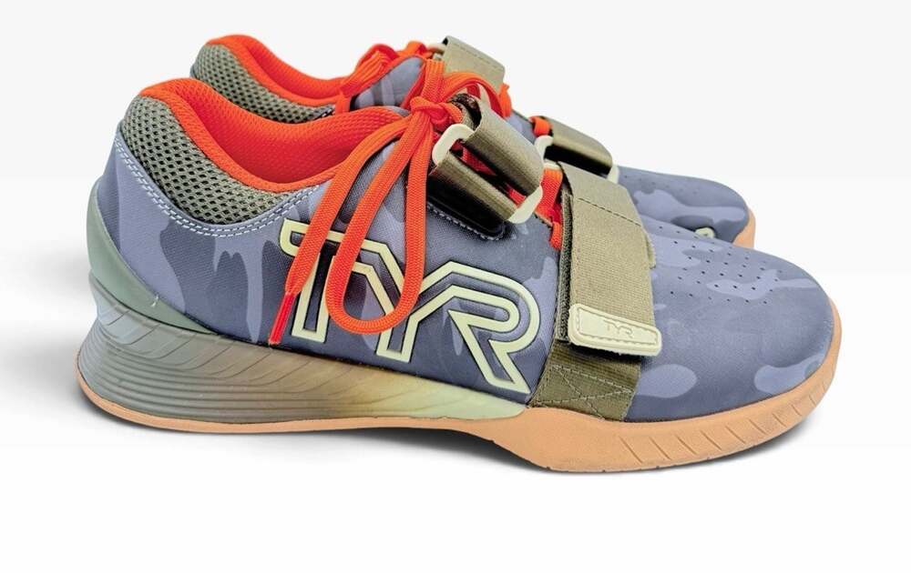 TYR L-1 Lifter Shoes Mens Size 7.5 Women 9 Gray Green Camo Weightlifting Gym